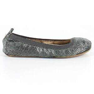 Yosi Samra Dark Green Snake Foldable Ballet Flats